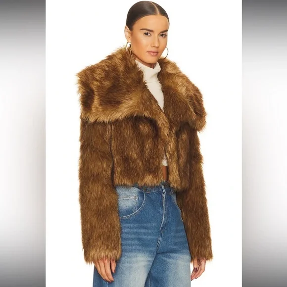 NWOT Ella Cropped Jacket in Brown - Picture 6 of 6